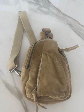 Free People Suede Sling Crossbody Bag in Tan